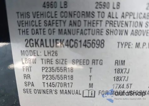 2012 GMC Terrain Slt-1 from USA, damaged, VIN 2GKALUEK4C6145698